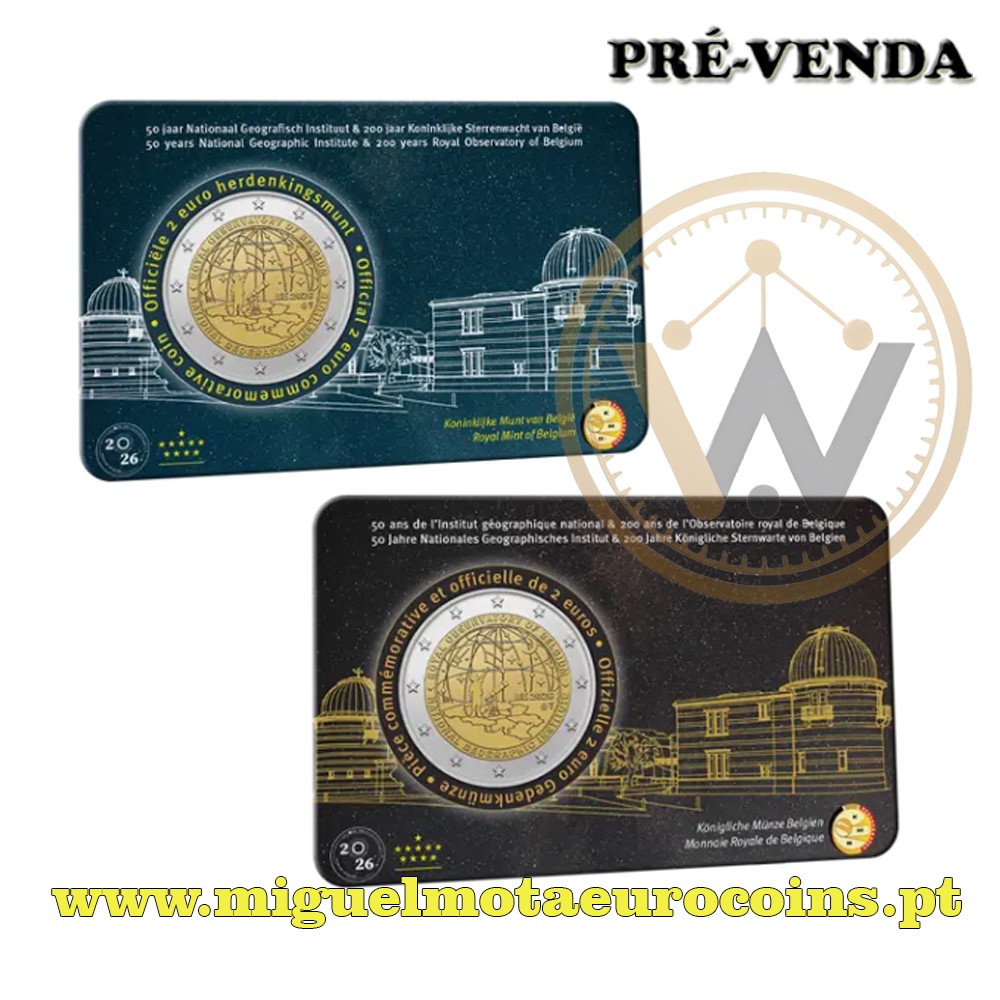 Par Coincards 2€ Bélgica 2026 Observatório Real da Bélgica