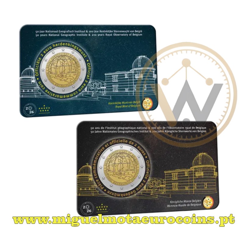 Par Coincards 2€ Bélgica 2026 Observatório Real da Bélgica